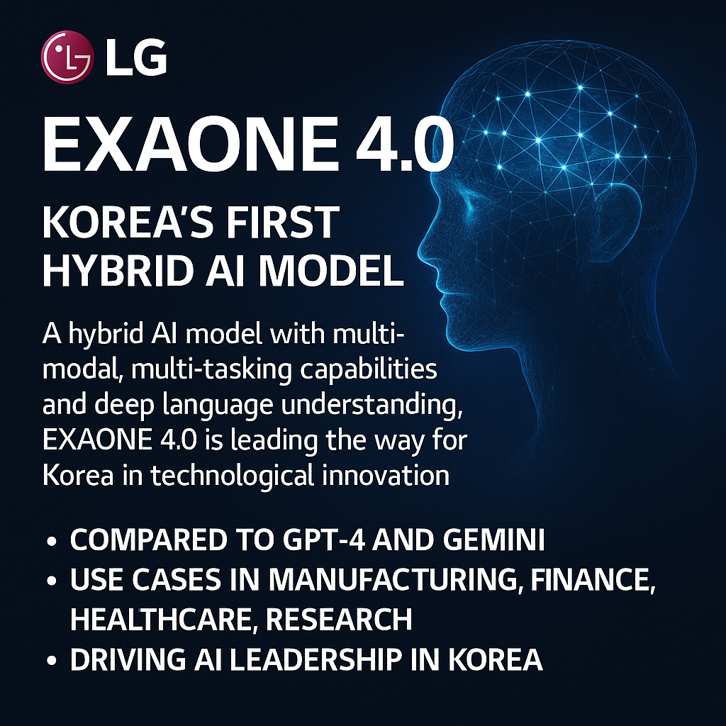 LG, 한국 최초 하이브리드 AI 모델 Exaone (엑사원) 4.0