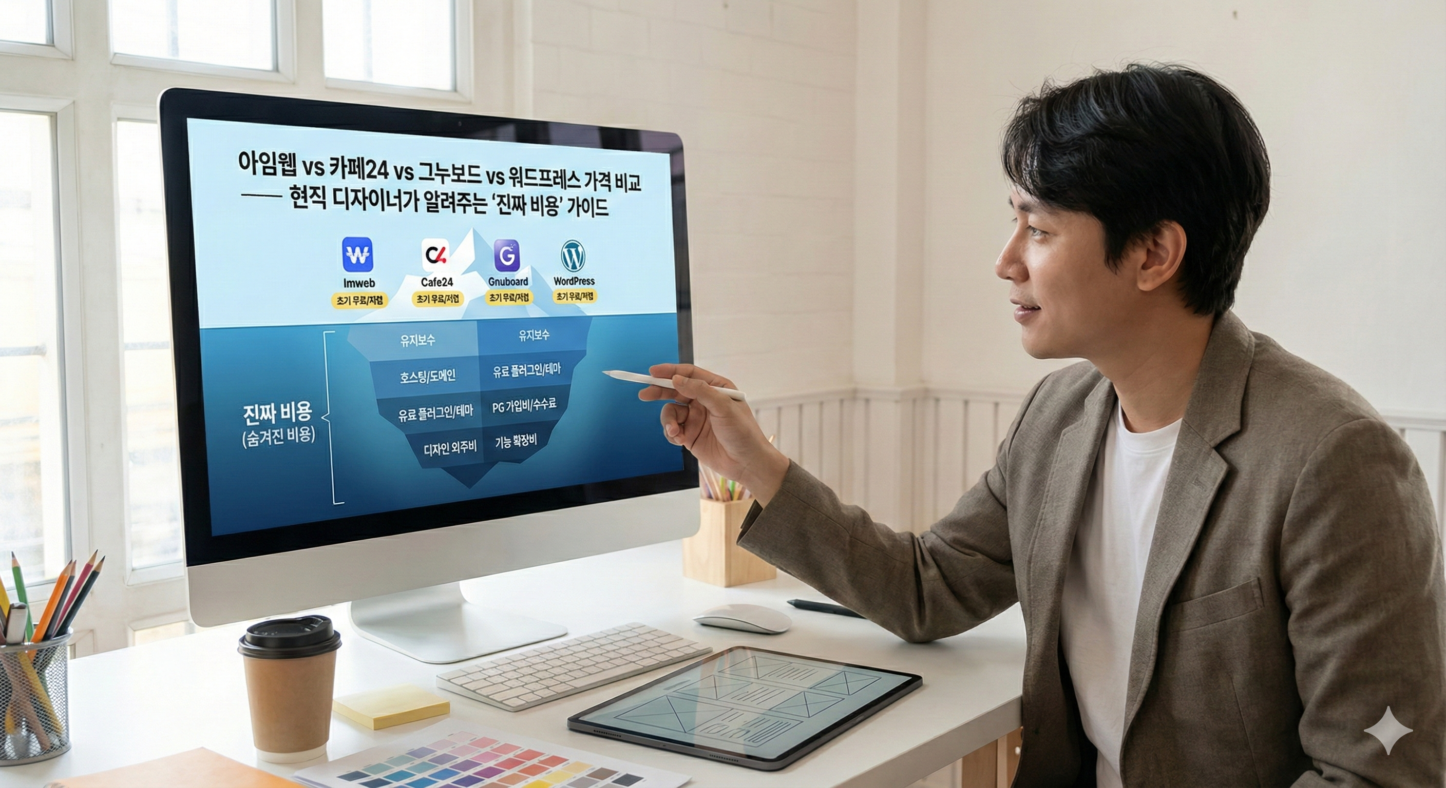 아임웹 vs 카페24 vs 그누보드 vs 워드프레스 가격 비교 — 현직 디자이너가 알려주는 ‘진짜 비용’ 가이드